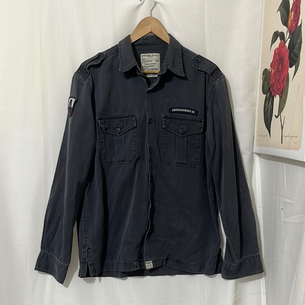 Abercrombie & Fitch 100% Cotton Long Sleeve Military Style Shirt